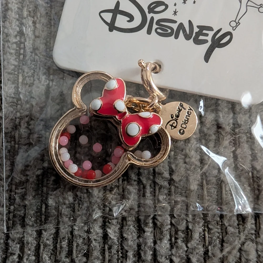 Charm It! Disney Minnie Mouse Ears Gold Tone Bag/Bracelet Charm Beaded New! - Picture 2 of 3